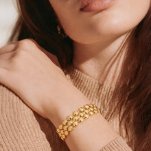 18K Gold Plated Triple-Row Beaded Cuff Bracelet | Tarnish-Free Open Bangle for Women