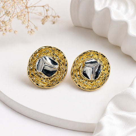Aura Two-Tone Molten Geometric Statement Earrings