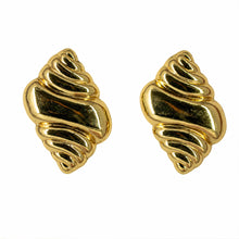 Vintage-Inspired Gold Shell Studs – Sculptural Ribbon Wave Earrings