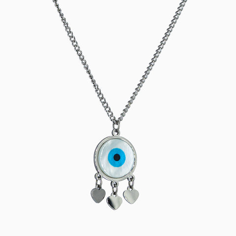 Sterling Silver Dream Catcher Evil Eye Pendant Necklace