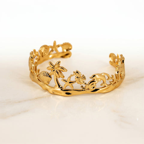 Golden Tropical Escape Cuff Bracelet