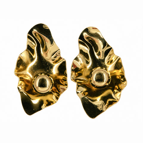 Aurora Gold-Plated Sculptural Earrings – Textured Abstract Petal Studs