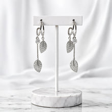Eternal Bloom Pavé Leaf Drop Earrings in Sterling Silver