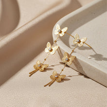 Ethereal Flutter: Triple-Tiered Butterfly Drop Earrings in 18K Gold Finish