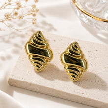 Vintage-Inspired Gold Shell Studs – Sculptural Ribbon Wave Earrings