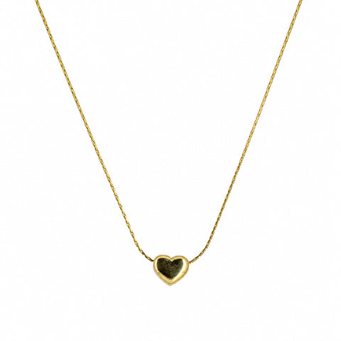 Minimalist Gold-Plated Puffy Heart Pendant Necklace