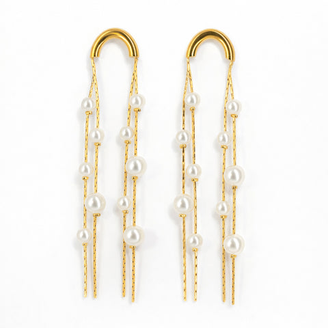 Elegant Pearl Cascade Drop Earrings