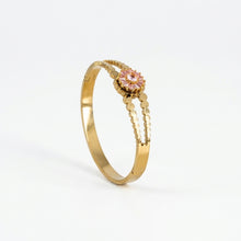 18K Gold-Plated Floral Split-Band Bangle – Pink Stone Accents bracelet