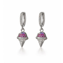 Sparkling Pavé Ice Cream Cone Dangle Huggie Earrings