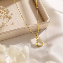 Gold Plated Heart & Pavé Stone Pendant Necklace