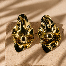 Aurora Gold-Plated Sculptural Earrings – Textured Abstract Petal Studs