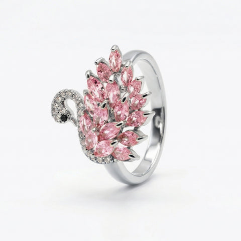 Ruby Pink Sapphire Swan Ring