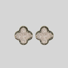 Sparkling Quatrefoil Druzy Stud Earrings in Gold Tone