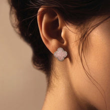 Sparkling Quatrefoil Druzy Stud Earrings in Gold Tone