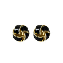 Vintage-Style Black Enamel Interlocked Knot Earrings