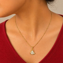 Gold Plated Heart & Pavé Stone Pendant Necklace