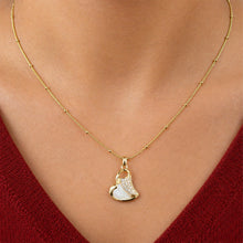 Gold Plated Heart & Pavé Stone Pendant Necklace
