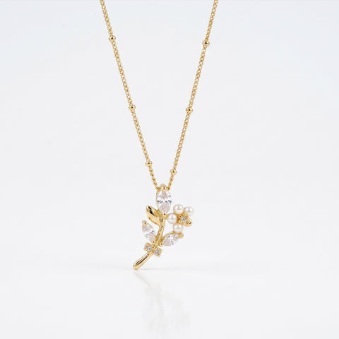 Petal & Pearl Vine Necklace