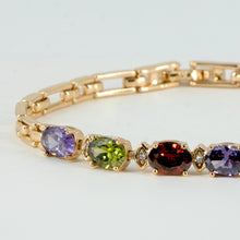 Multi-Gemstone Oval Tennis Bracelet in 14K Gold Plated Sterling Silver