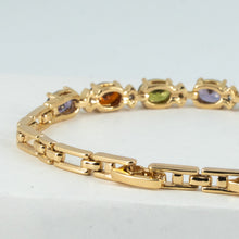 Multi-Gemstone Oval Tennis Bracelet in 14K Gold Plated Sterling Silver
