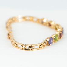 Multi-Gemstone Oval Tennis Bracelet in 14K Gold Plated Sterling Silver