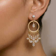 Gold-Plated Marquise Crystal Cascading Chandelier Earrings