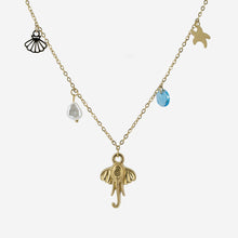 The Coastal Wanderer Charm Necklace - Non-Tarnish Gold Elephant & Sea Life Pendants